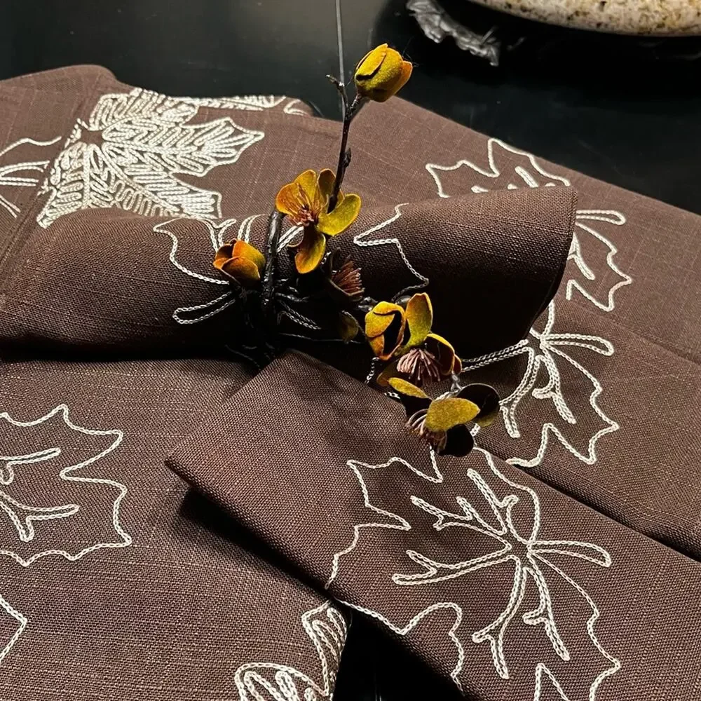 NEW Z Gallerie Twigs Flowers Fall Dining Table Napkin Rings Holders Set 4 NWOT